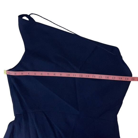 After Six One Shoulder Draped Cowl Neck Midnight Blue maxi Dress Size 12 - Picture 11 of 15